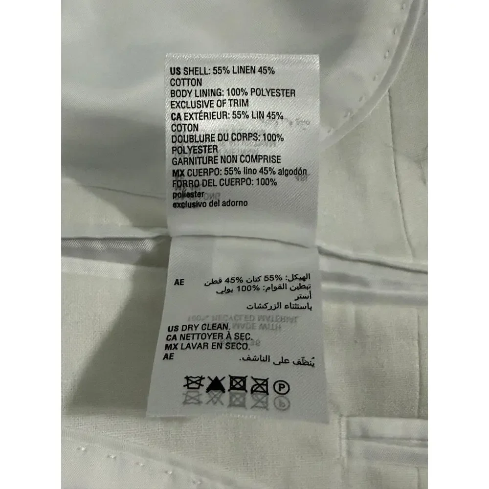 Bar III Men's 46 Long Suit Jacket Slim Fit Linen Cotton Blend White NEW